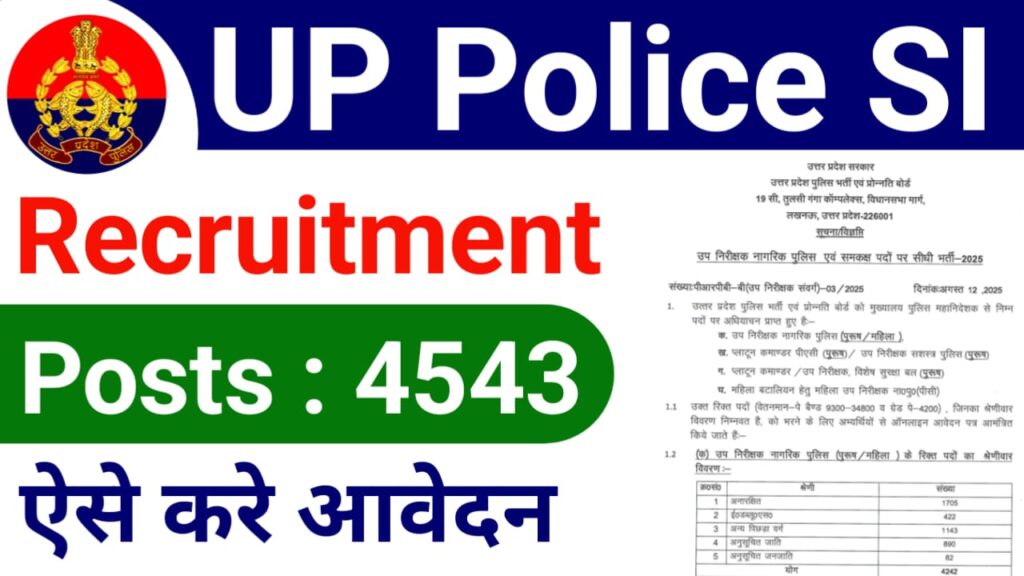 UP Police SI Recruitment 2025-आवेदन से लेकर चयन तक, जानें UP दरोगा बनने की पूरी प्रक्रिया!